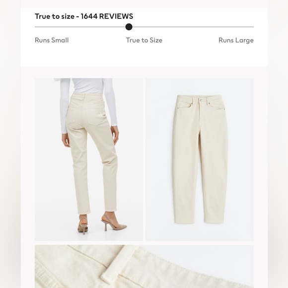 H&M size 2 Cream Mom fit jeans - Picture 2 of 6